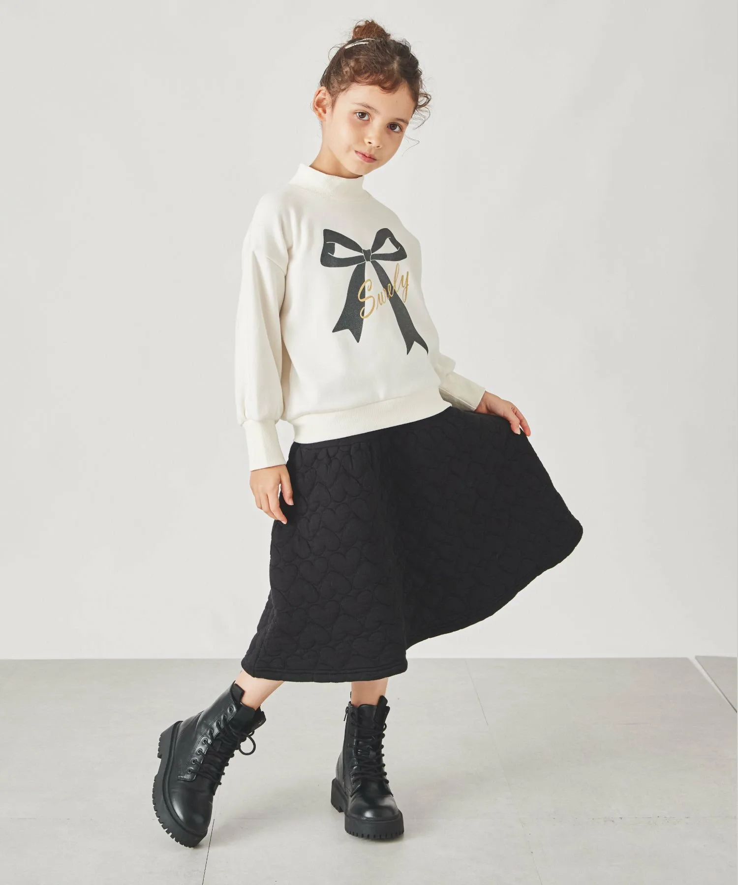 Вязаная стеганая юбка Ever Closet, black
