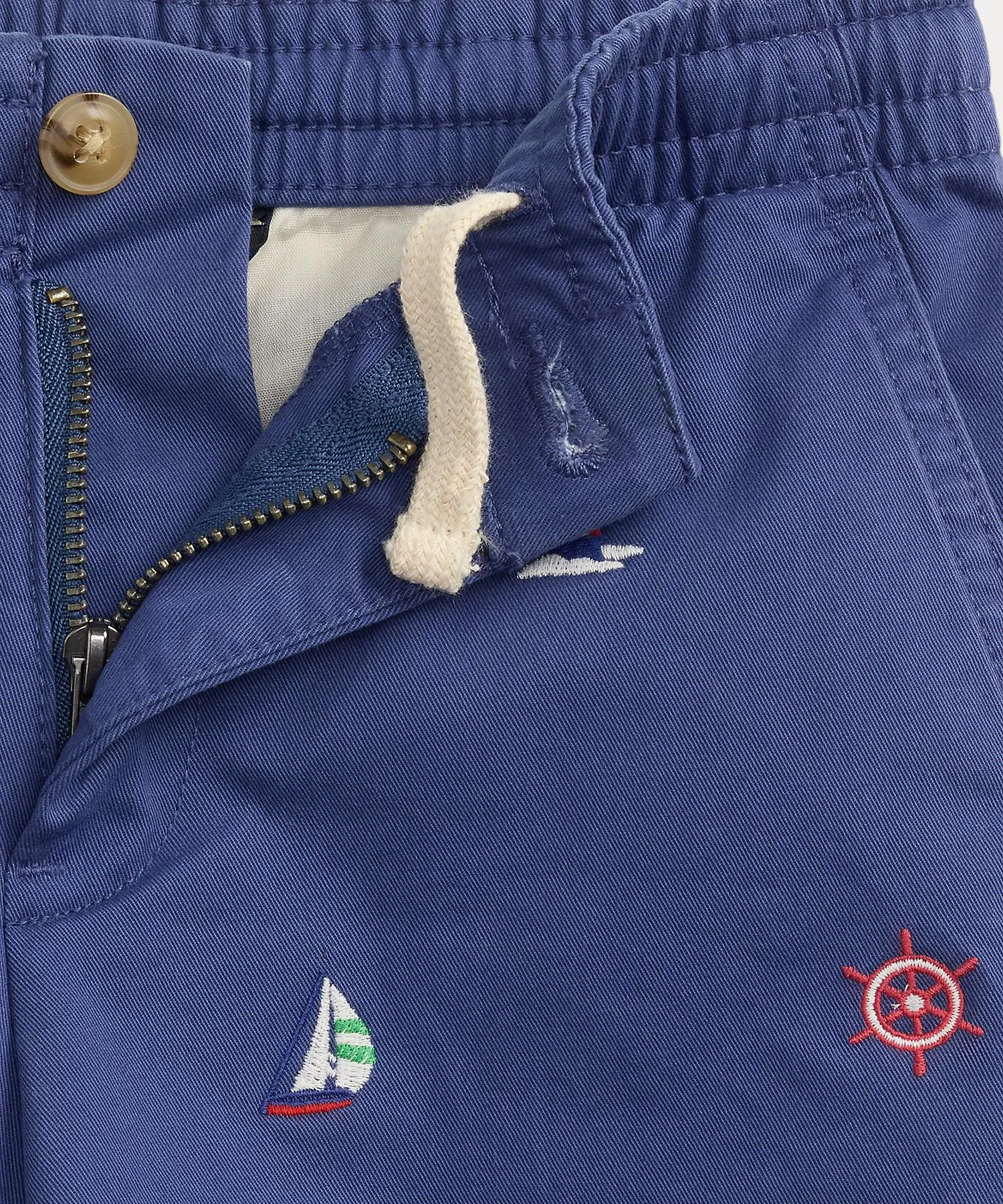Детские хлопковые шорты-чинос Polo Ralph Lauren с вышивкой тёмно-синие — фото 3