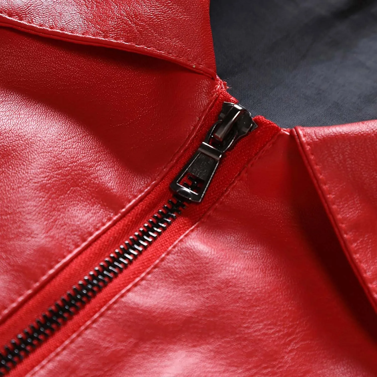 Мужская кожаная куртка, однотонная, на молнии, повседневная, с отворотами, классическая, стильная, мотоциклетная, легкая кожаная верхняя одежда Generic, красный — фото 3