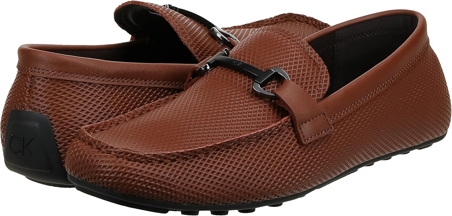 Мужские лоферы Calvin Klein Ori Driving Style, Cognac Perf Leather 210 — фото 2