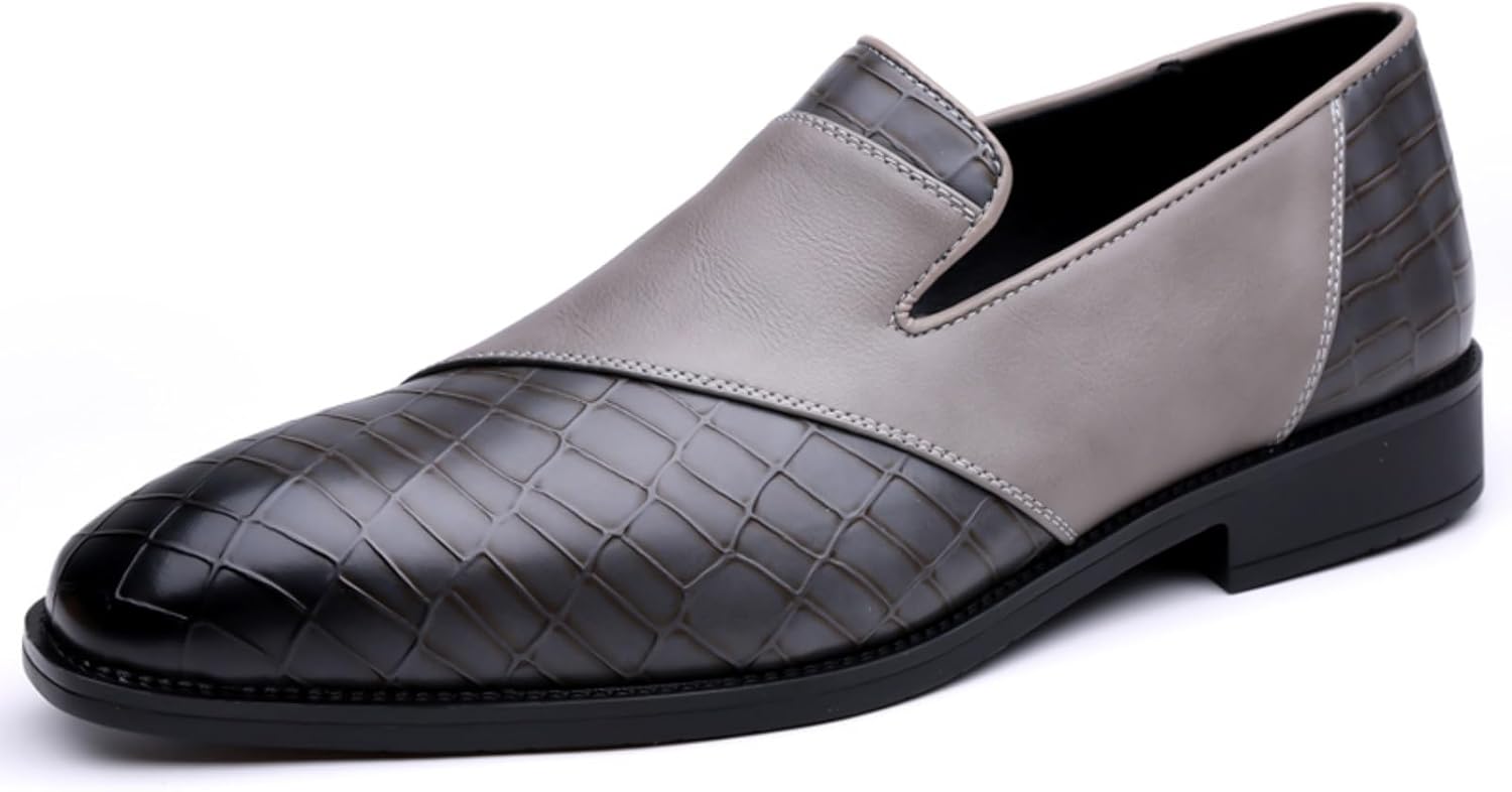 

Мужские лоферы LSHWCIFT без шнурков, Деловая и повседневная обувь из тисненой кожи под крокодила для работы, официальных и полуофициальных мероприятий, серый
