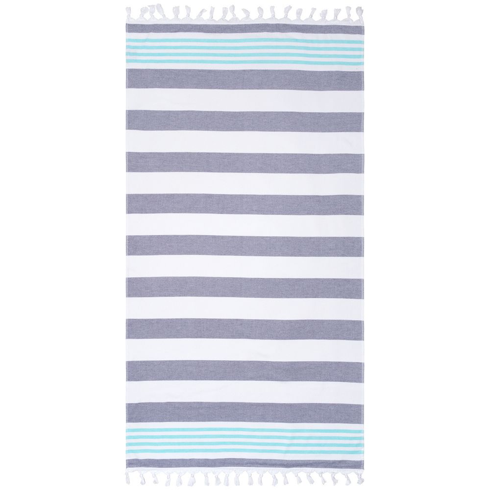 

Пляжное полотенце SUPERIOR Coastal Resort Stripe Fouta с кисточками, цвет Dusky Blue