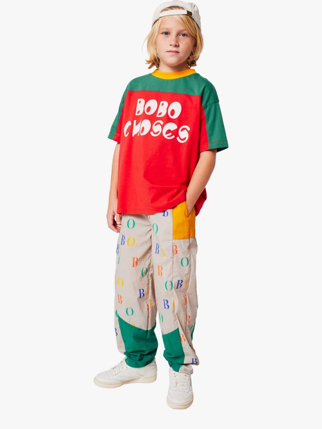 Детская хлопковая футболка с коротким рукавом и цветными блоками Bobo Choses, Red — фото 4