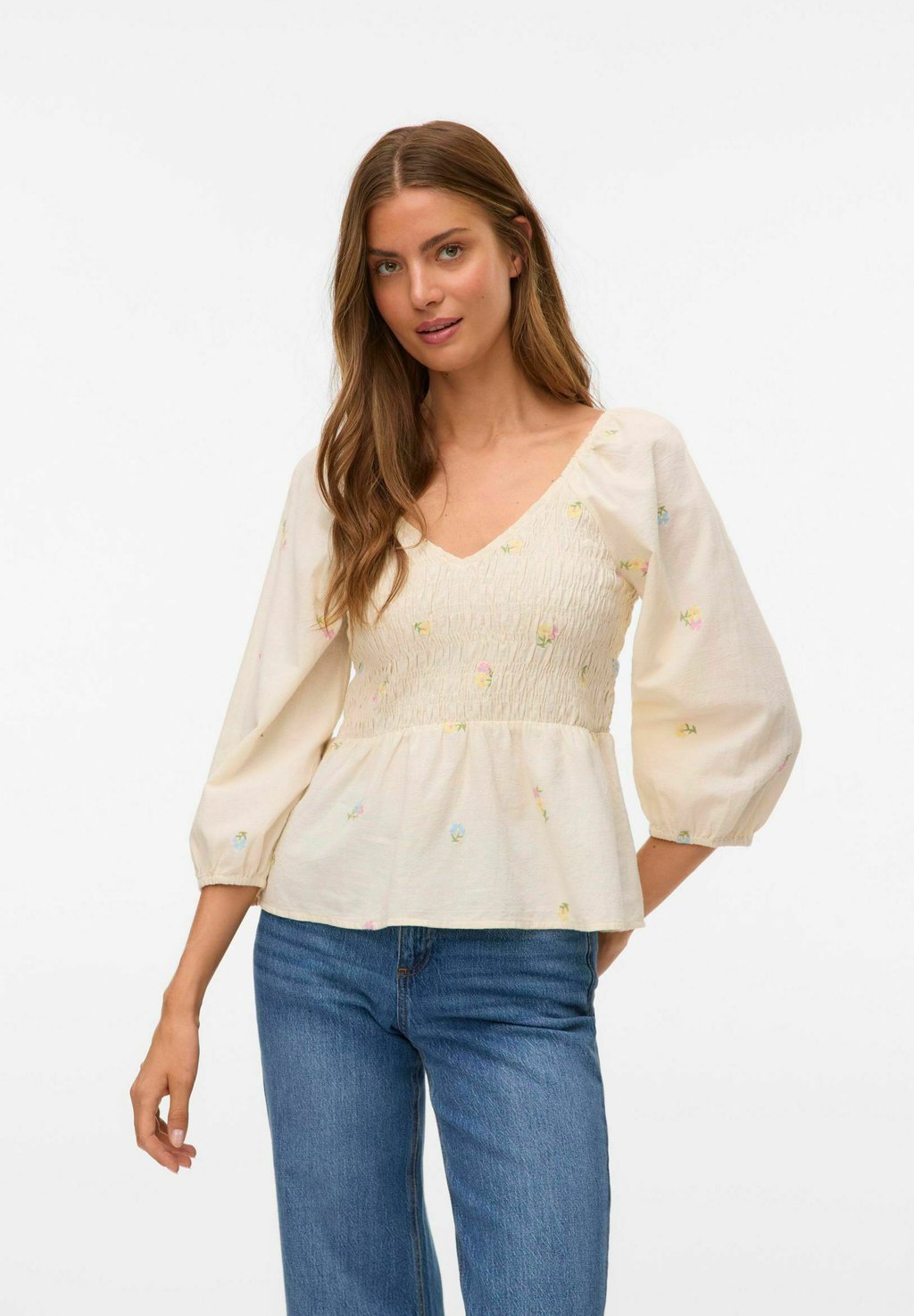 

Блуза GESMOKTES VMRUPA Vero Moda, бежевый