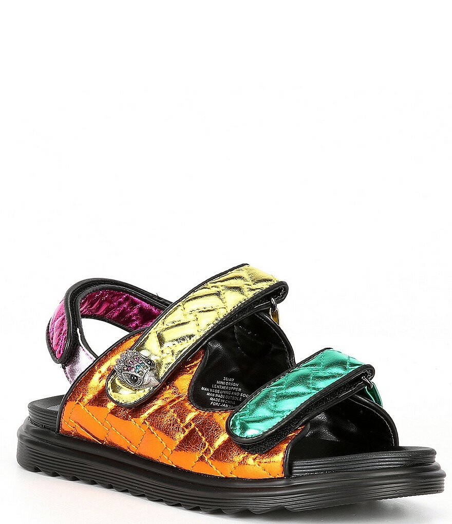 

Стеганые кожаные сандалии Kurt Geiger London для девочек Mini Orson (молодежная), черный