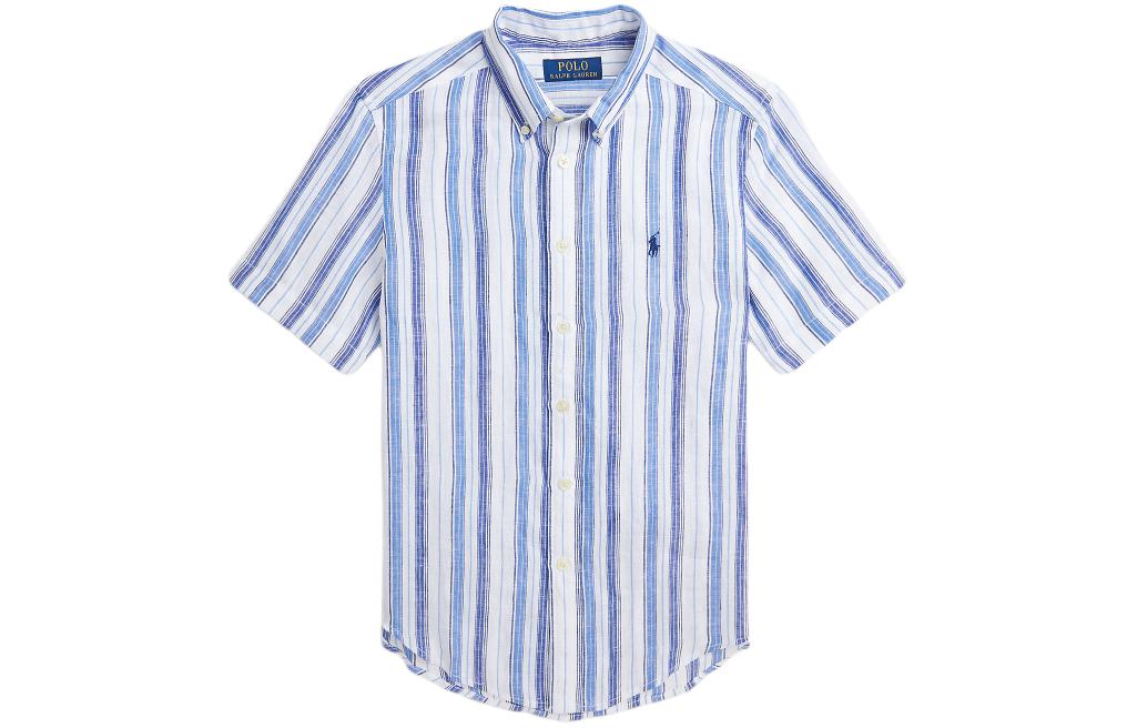 Polo Ralph Lauren Футболка SS24 в полоску с животным принтом, летняя, детская, белая — фото 3