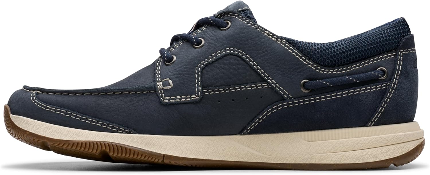 Мужские лоферы Clarks Sailview с шнуровкой, Navy Nubuck — фото 3