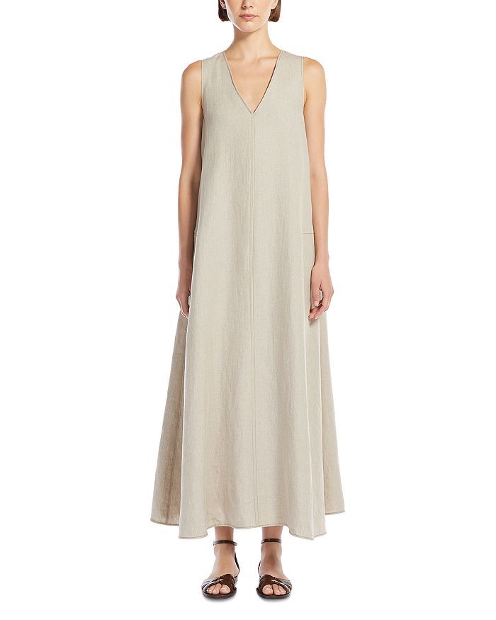 

Льняное платье Simeone Max Mara, коричневый/бежевый