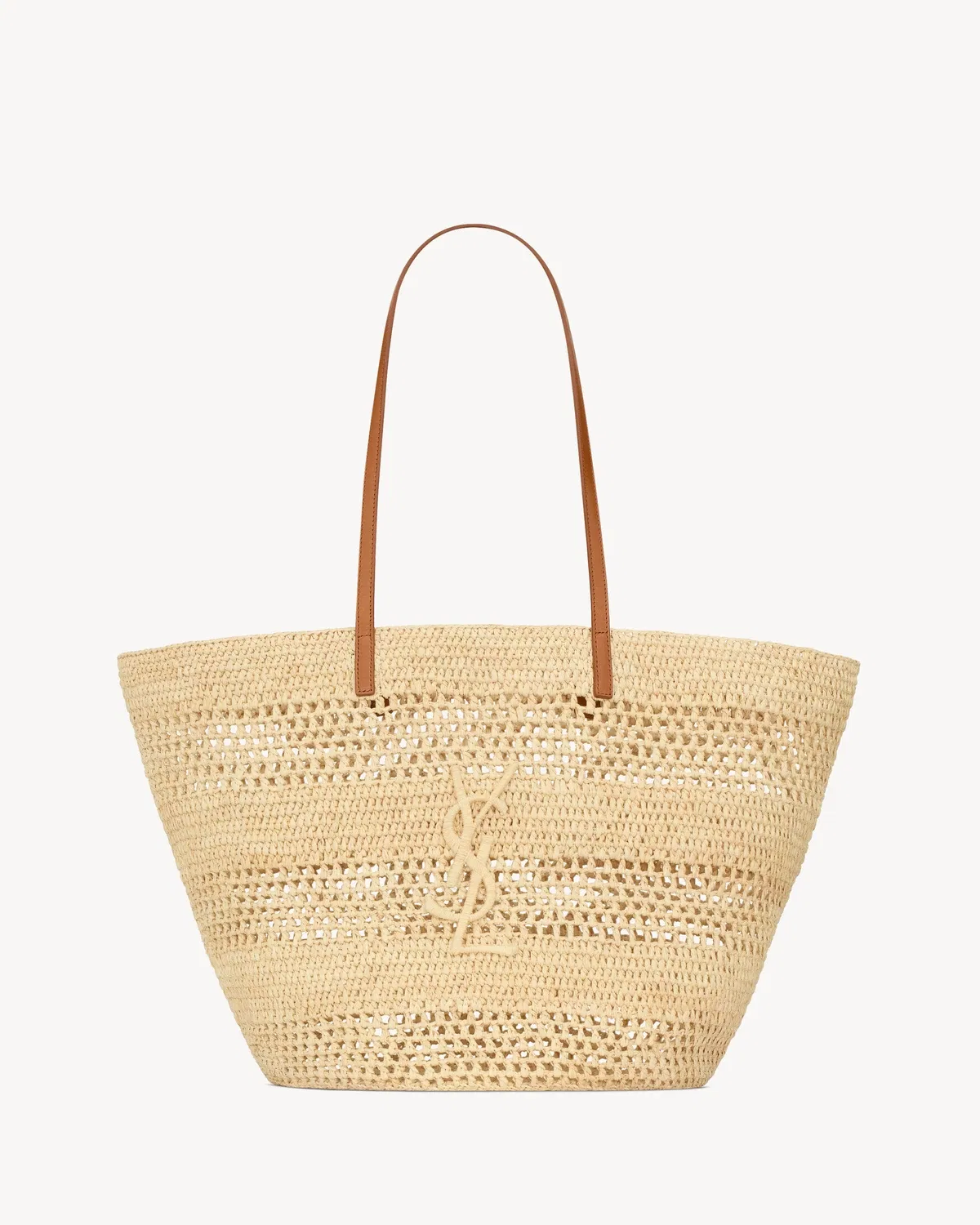 Сумка PANIER среднего размера из рафии SAINT LAURENT, бежевый