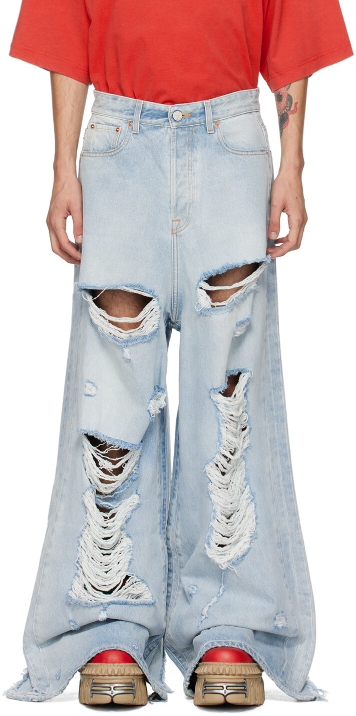 

Синие рваные джинсы большого размера VETEMENTS