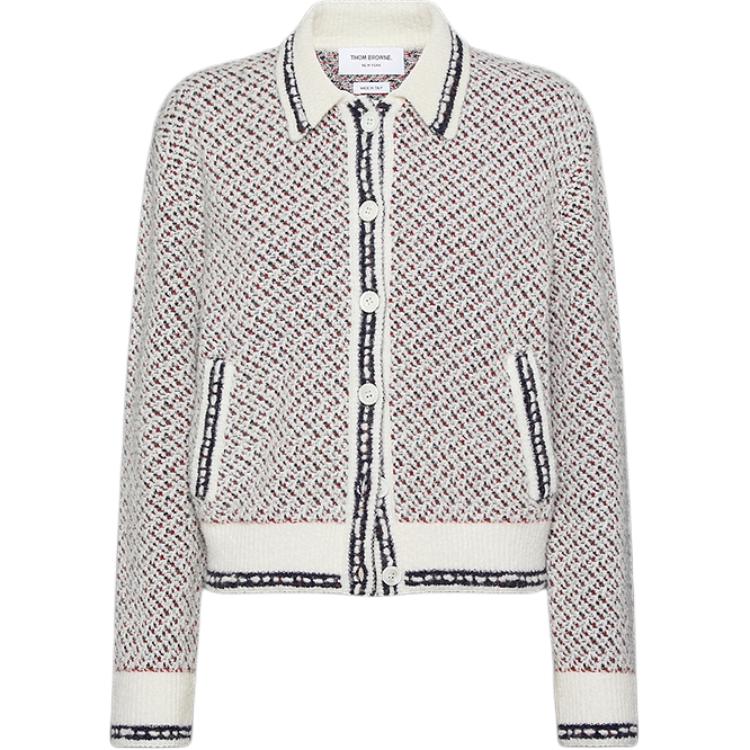 

Пиджак-бомбер с отложным воротником, твид THOM BROWNE, мультиколор