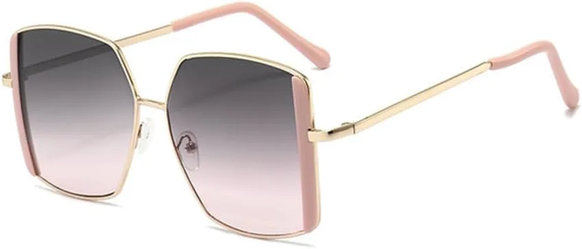 

Солнцезащитные очки с градиентным переходом цвета для женщин и мужчин, очки для вождения, металлические солнцезащитные очки в винтажном стиле HDUBFY, Grey Pink