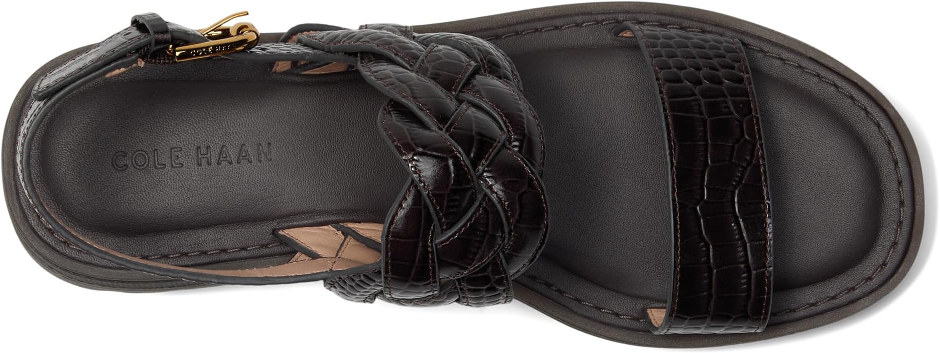 Сандалии Cole Haan Cressida Lug Sandal, цвет Dark Chocolate Croc Print Leather — фото 2