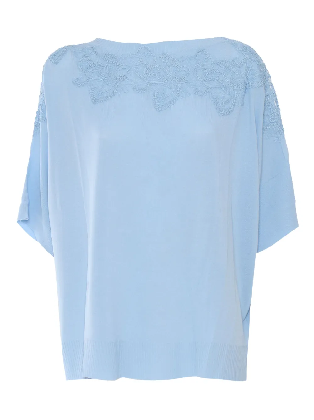 

Топ с кружевом и короткими рукавами Ermanno Scervino, синий