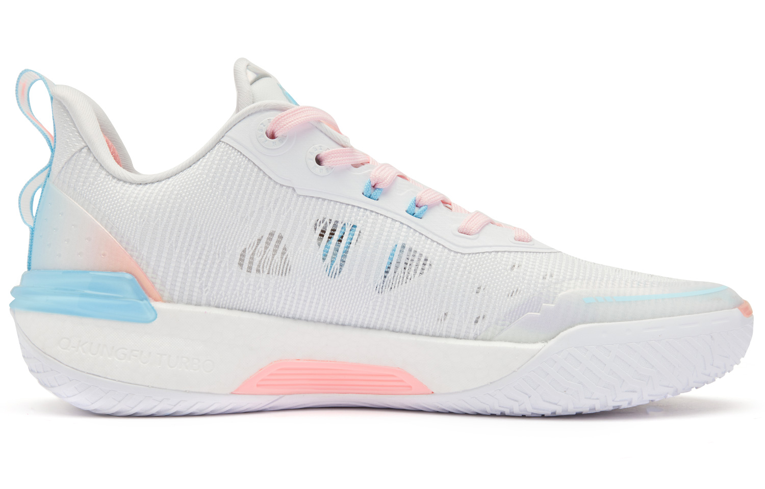 FE2.0 South Beach Непарные низкие Q-KUNGFU TURBO баскетбольные кроссовки мужские розовые голубые QIAODAN, энергичный розовый голубой водяной — фото 3