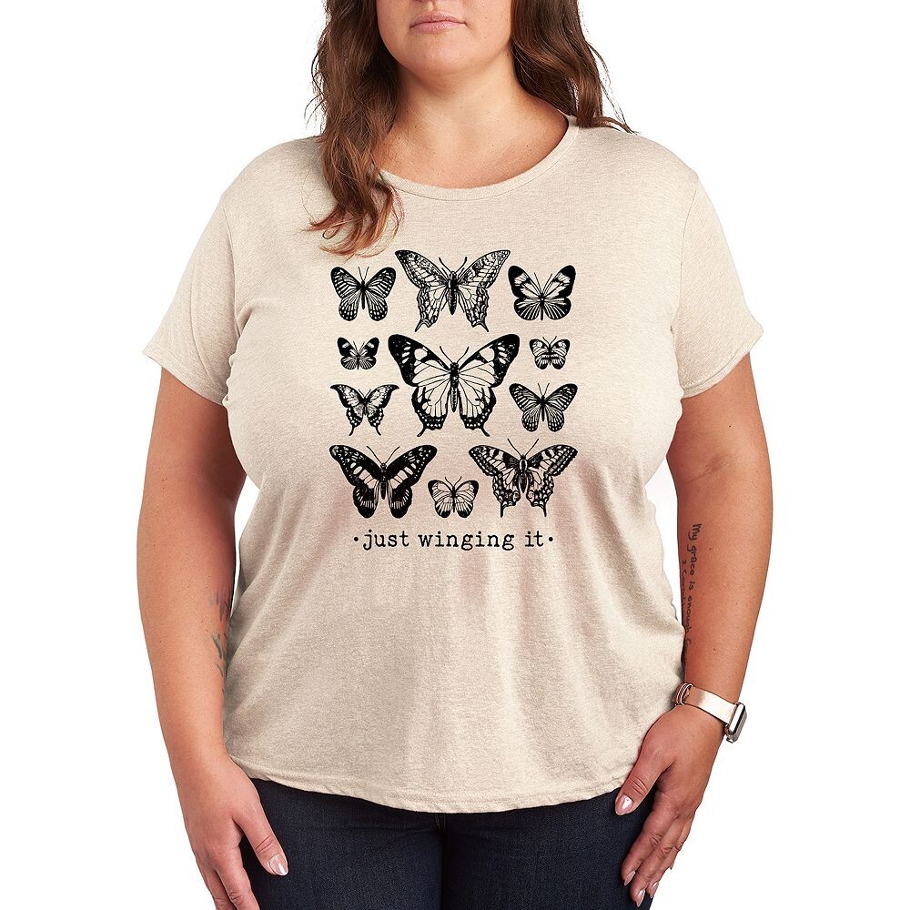 

Футболка Plus Just Winging It Butterfly, бежевый