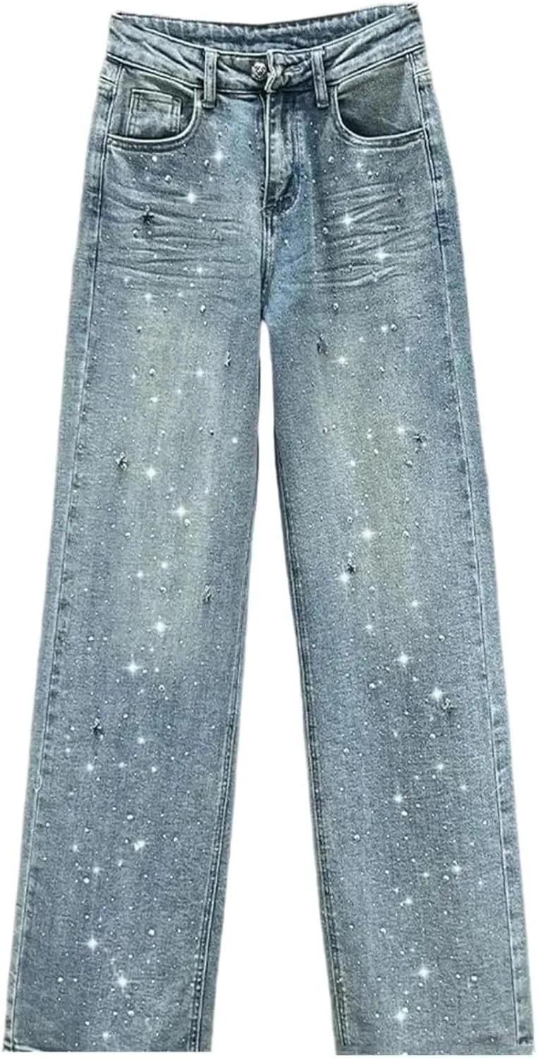 

Женские джинсы с пайетками High Waist