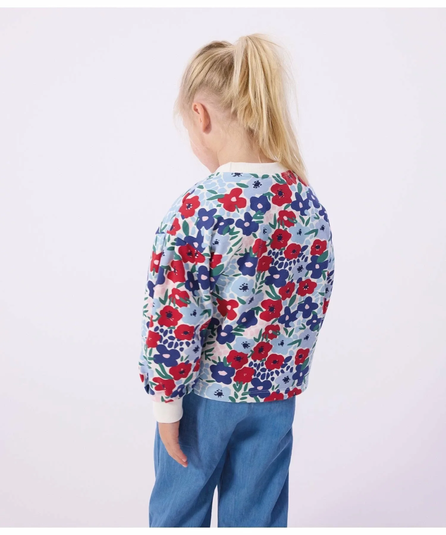 Толстовка с цветочным принтом, пуловер PETIT BATEAU, Off-white/multicolor — фото 2