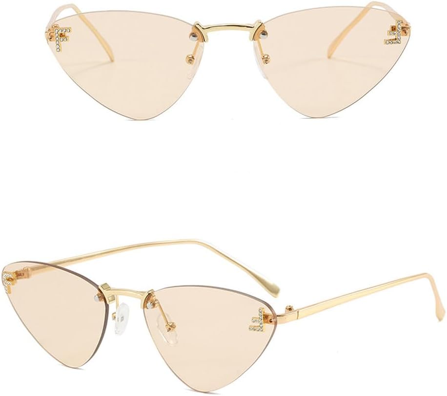 

Солнцезащитные очки без оправы «кошачий глаз» для женщин, винтажные линзы Ocean, модные, стильные, роскошные солнцезащитные очки с градиентным переходом цвета generic, Red-yellow