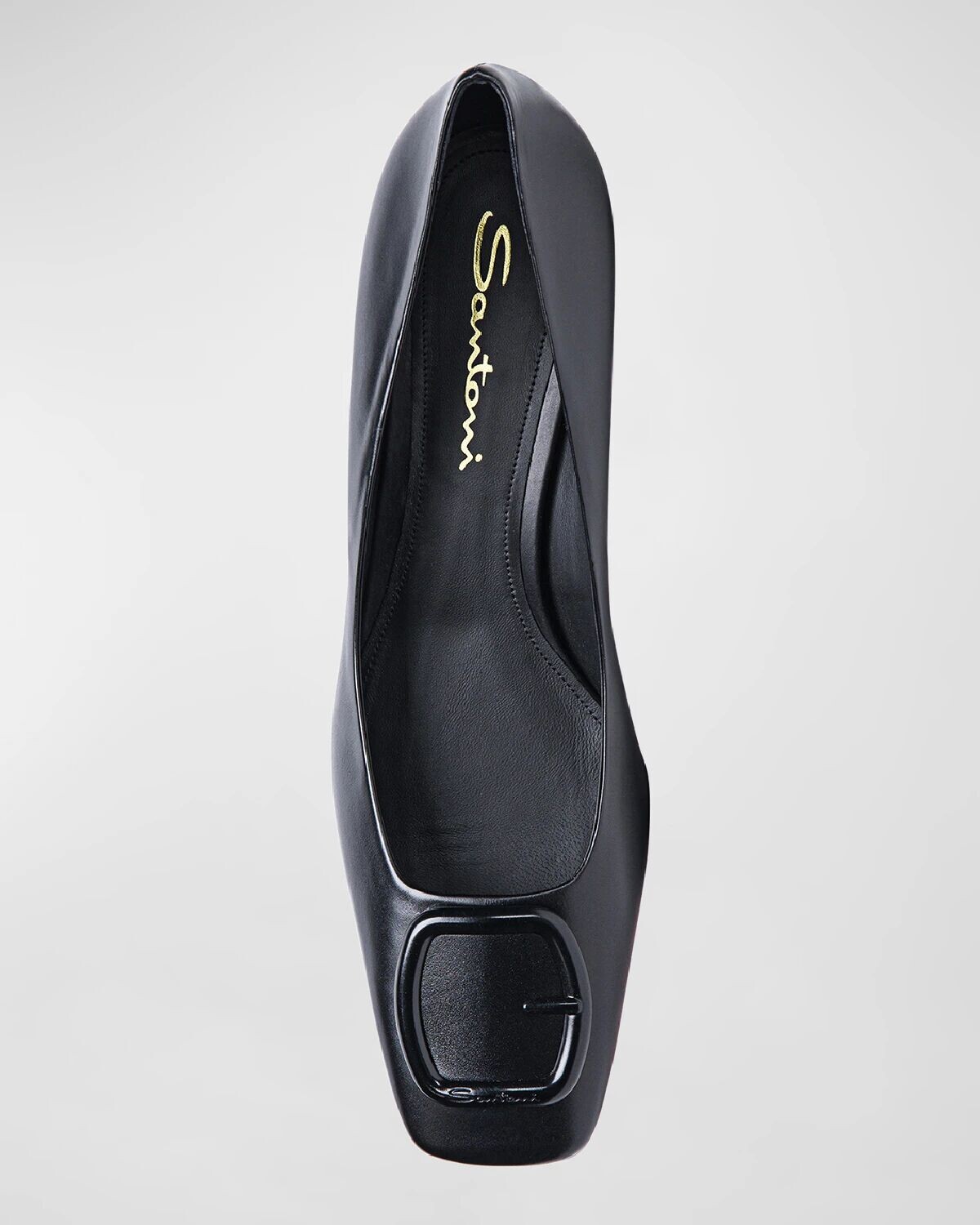Туфли на каблуке с пряжкой из телячьей кожи Santoni, черный — фото 4