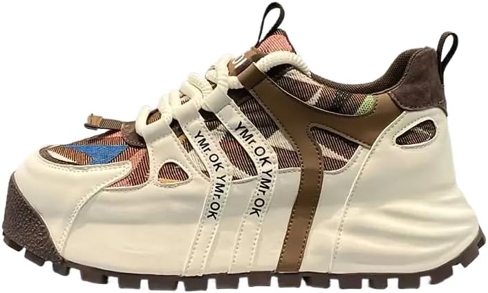 

Модные мужские спортивные кроссовки большого размера с толстой подошвой. Дышащие и удобные. Противоскользящие и прочные. Подходят для активного отдыха, повседневного ношения и бега Fmshi, белый/коричневый