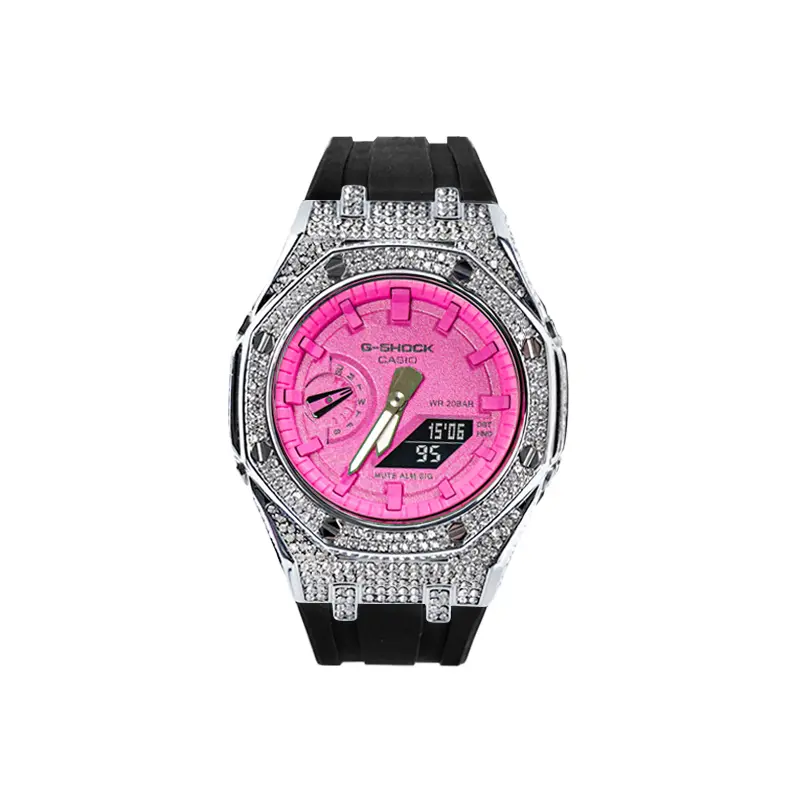 

CASIO Часы Unisex с кварцевым механизмом Retrofit Series, ремешок из фторэластомера, розовый циферблат