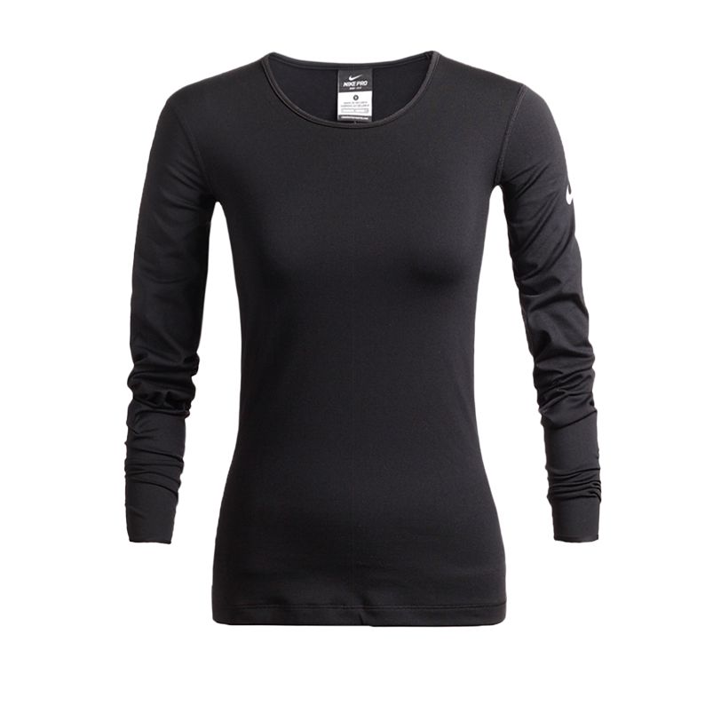 

Nike Женская трикотажная рубашка Dri Fit черного цвета с круглым вырезом средней высоты