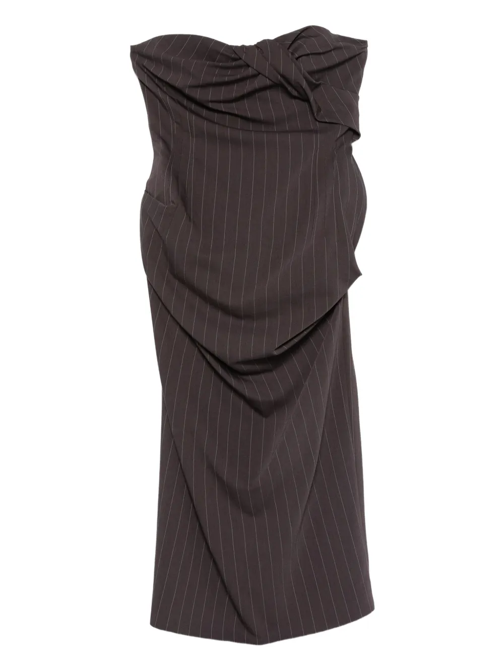 

Полосатое мини-платье с перекрученным дизайном Magda Butrym, коричневый