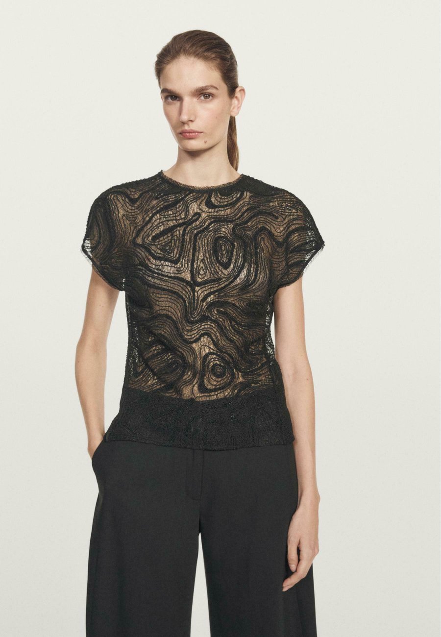 

Блуза Massimo Dutti SEMI-SHEER EMBROIDERED, Black
