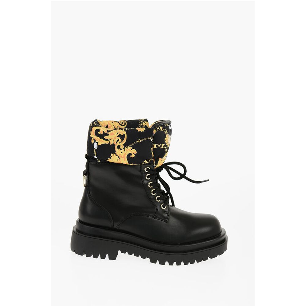 Армейские ботинки JEANS COUTURE из искусственной кожи DREW с отделкой в стиле барокко Versace, Black — фото 3