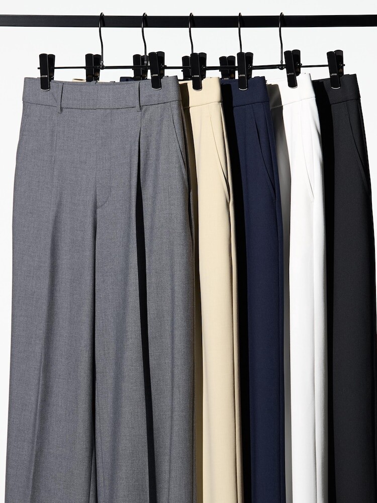 Широкие брюки со складками Uniqlo, цвет 05 серый — фото 2
