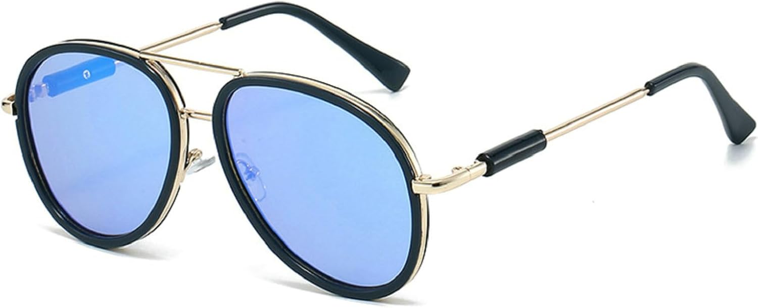 

Модные солнцезащитные очки-пилот с двойной перемычкой для мужчин, защита от УФ-излучения UV400, винтажные солнцезащитные очки с градиентным зеркальным покрытием для женщин mincl, Blue