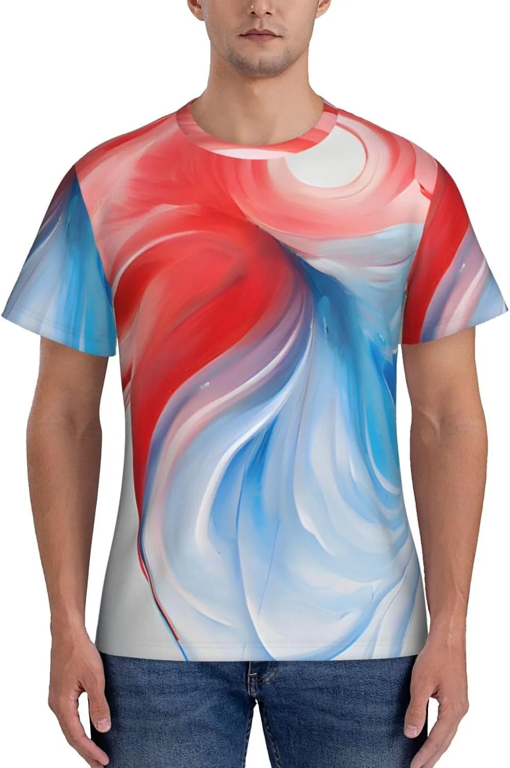 

Мужская футболка Red White and Blue Slim Round Neck Moisture Wicking Athletic Tee с короткими рукавами NHJKLWQSZ