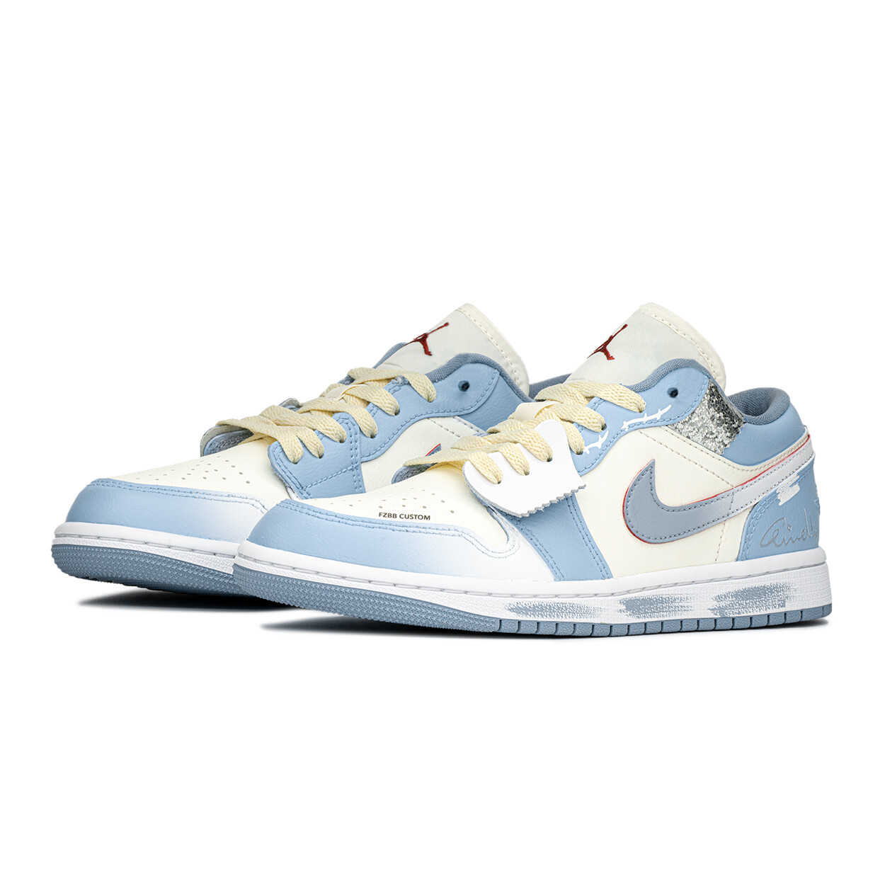 Кроссовки Air JORDAN 1 Vintage Basketball Shoes Women's Low-Top White Blue — фото 4