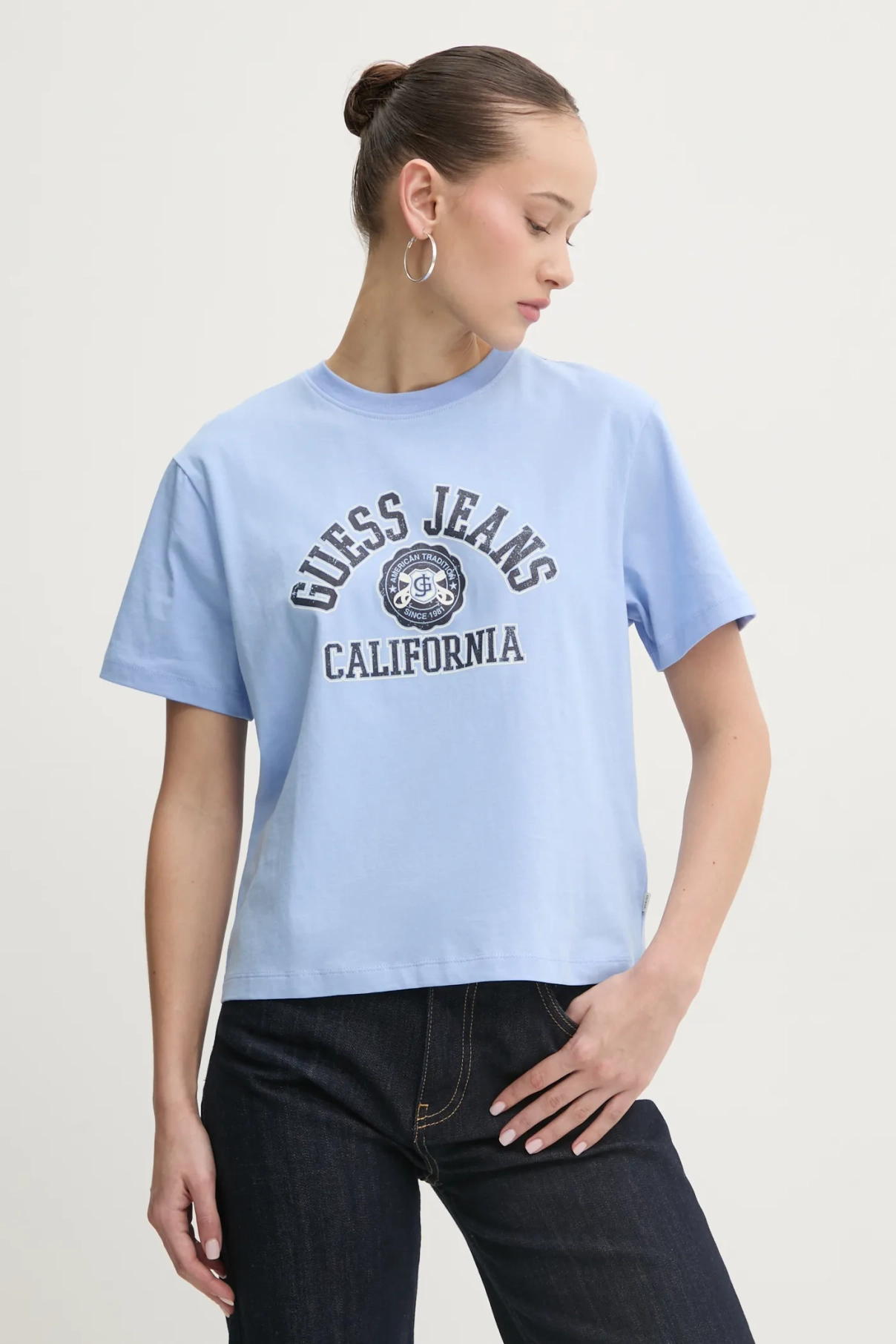 

Хлопковая футболка Guess Jeans, синий