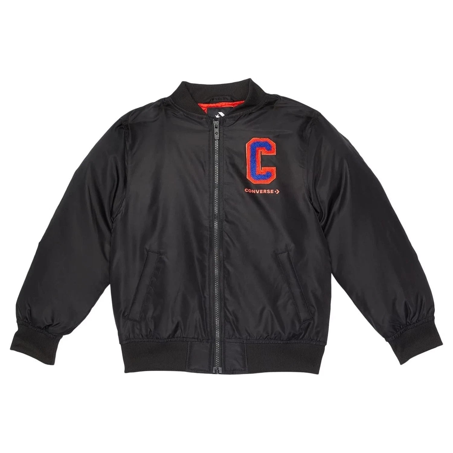 

Детская куртка-бомбер Converse, черная, из синели, с длинными рукавами и полной застежкой-молнией, RED625