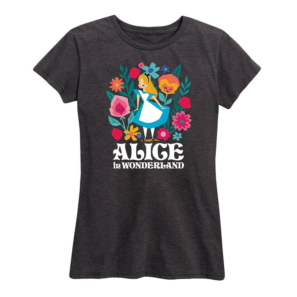 

Женская футболка с рисунком цветов Disney's Alice in Wonderland, цвет Heather Charcoal