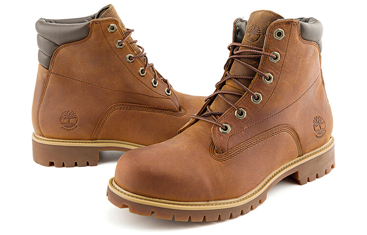 Мужские уличные ботинки Timberland высокие кожаные, кофейный — фото 4