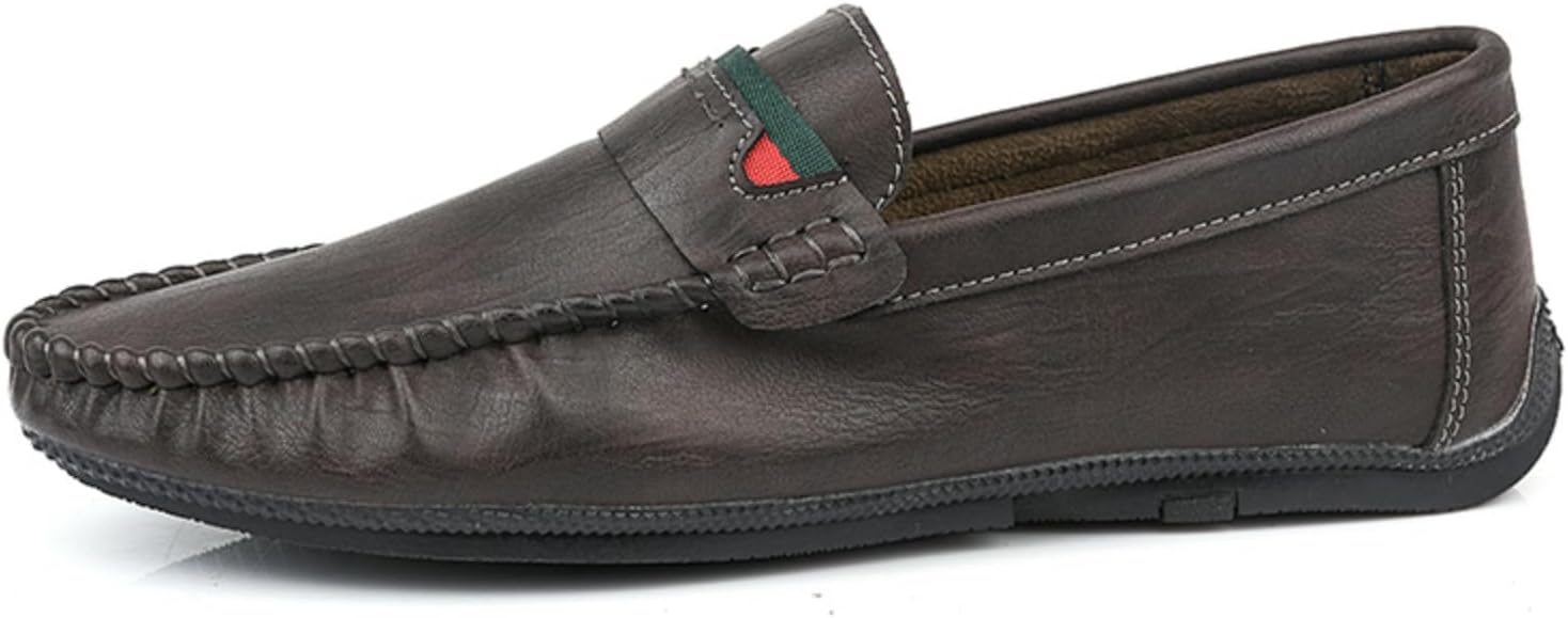 

Мужские черные кожаные лоферы, стильные обувь на плоской подошве с контрастной отделкой, комфортная и элегантная повседневная обувь Aokisx