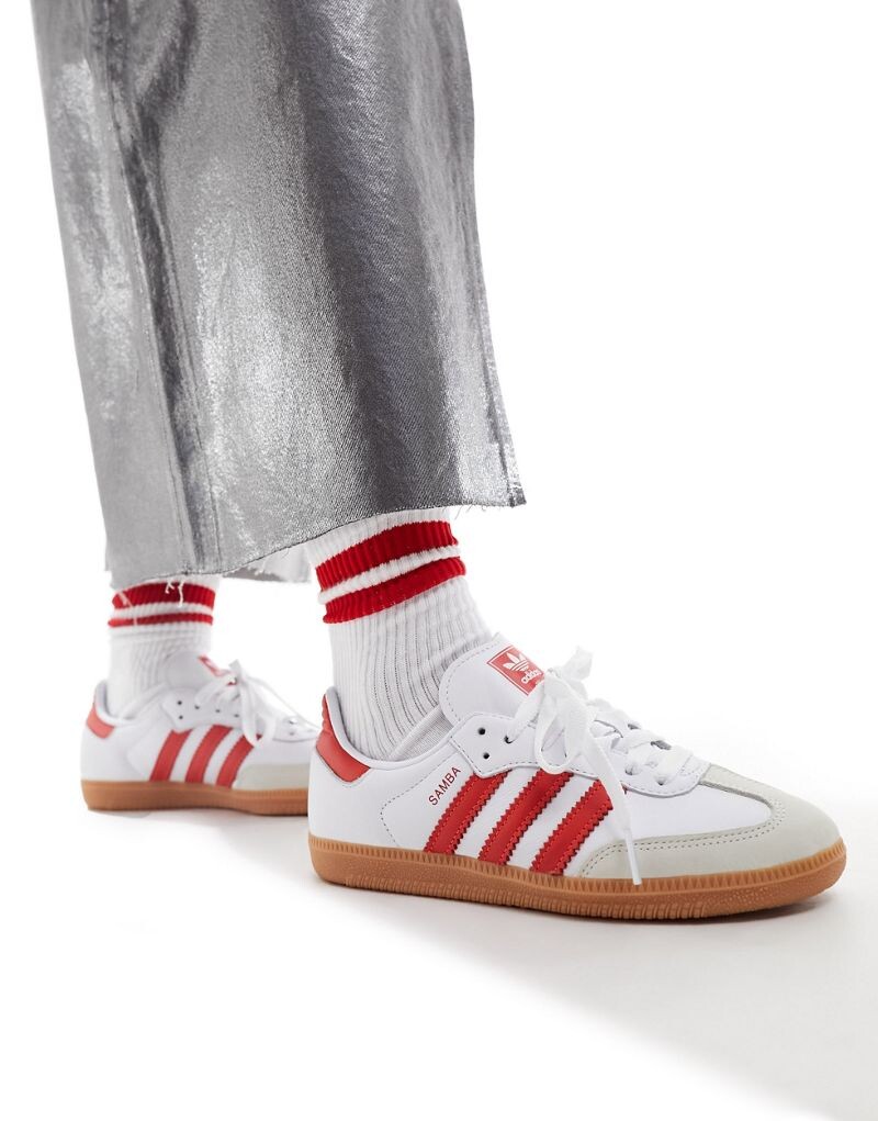 

Бело-красные кроссовки adidas Samba, Красный, Бело-красные кроссовки adidas Samba