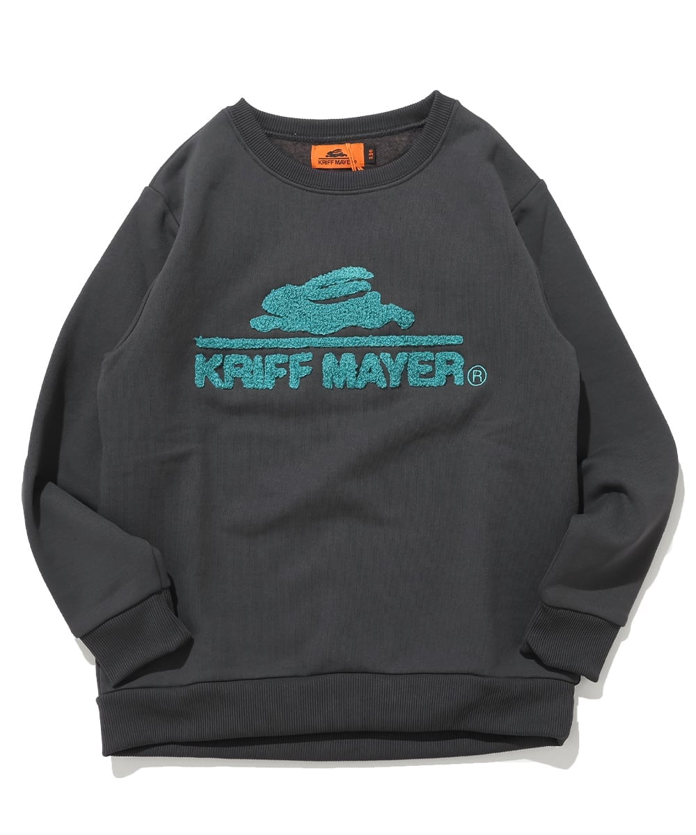 (K) Вышитый флисовый свитер Sagara с круглым вырезом (логотип) KRIFF MAYER, CHARCOAL