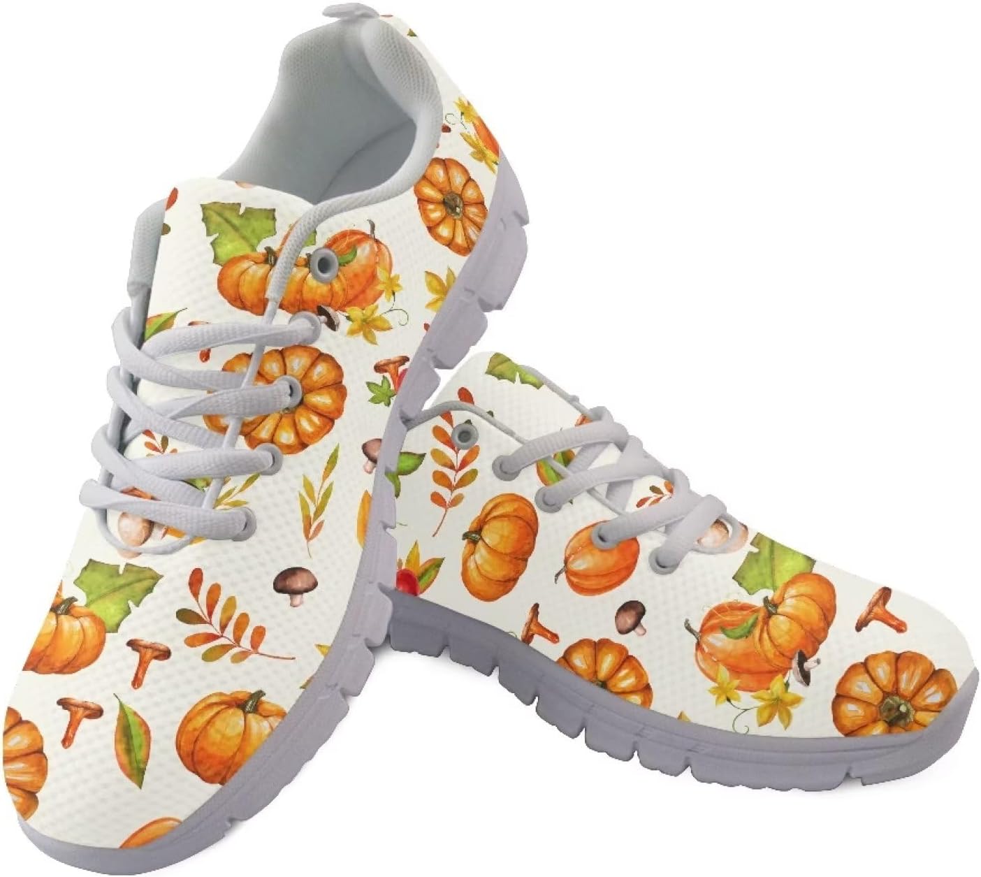

Мужские кроссовки GIFTPUZZ для занятий спортом и бегом, дышащие сетчатые теннисные кроссовки с нескользящей подошвой, для тренировок в зале и путешествий, с мягкой нескользящей подошвой, Pumpkin Autumn Leaves