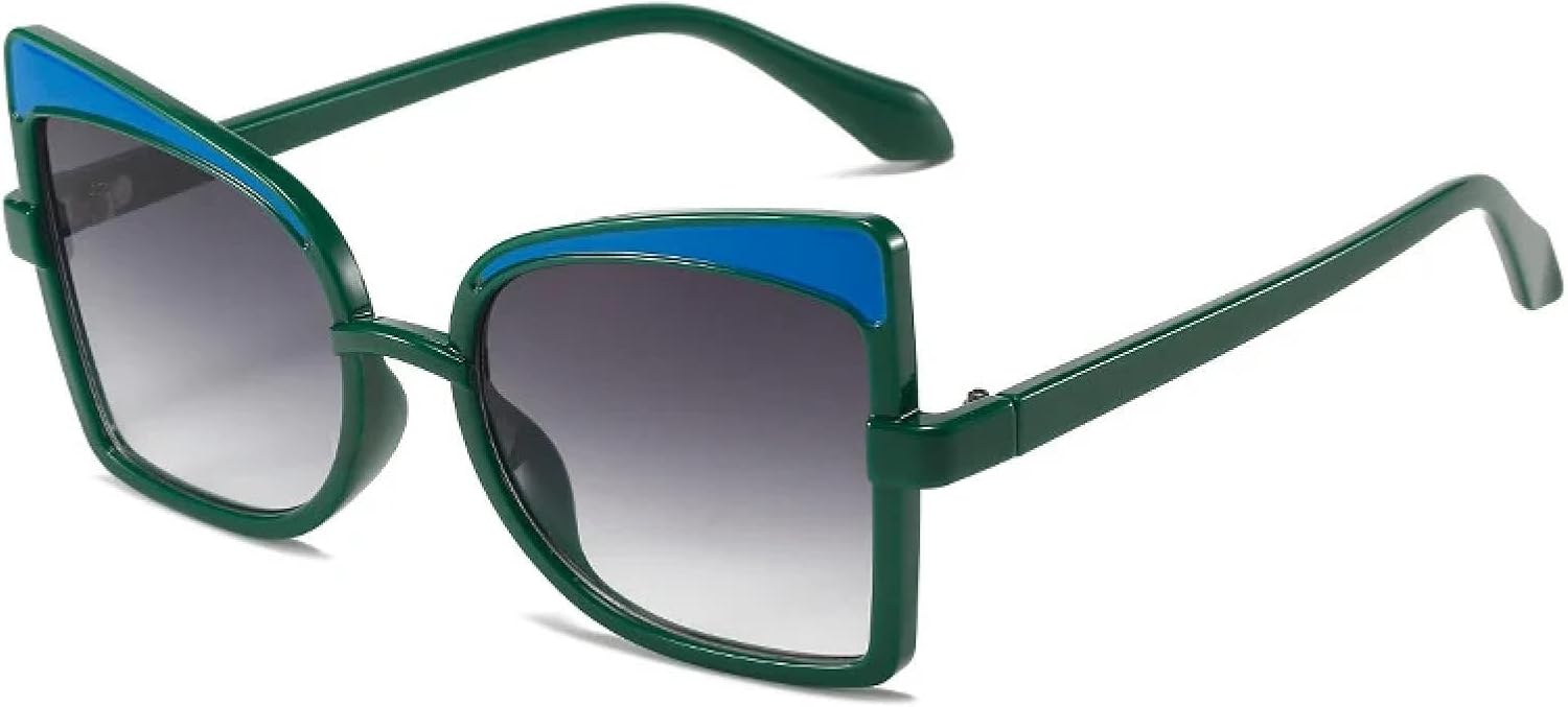 

Модные женские и мужские ретро-очки в крупной оправе, солнцезащитные очки с градиентным переходом, уличная фотография, защита от УФ-излучения UV400 TKKTLLT, Green Gradient Gray