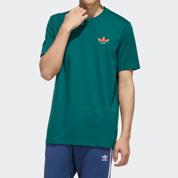 Футболка originals sports short sleeve forest green Adidas, зеленый — фото 3