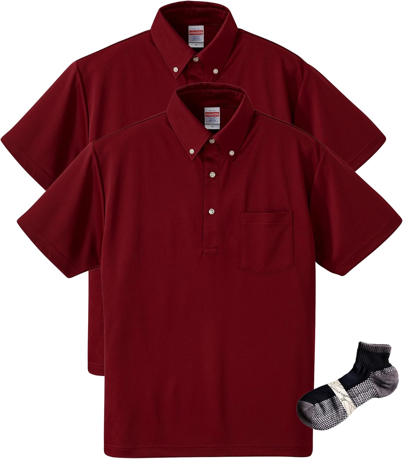 

Мужская спортивная рубашка-поло UnitedAthle 592101 Dry с карманами, 113 г (на пуговицах) United Athle, бордовый
