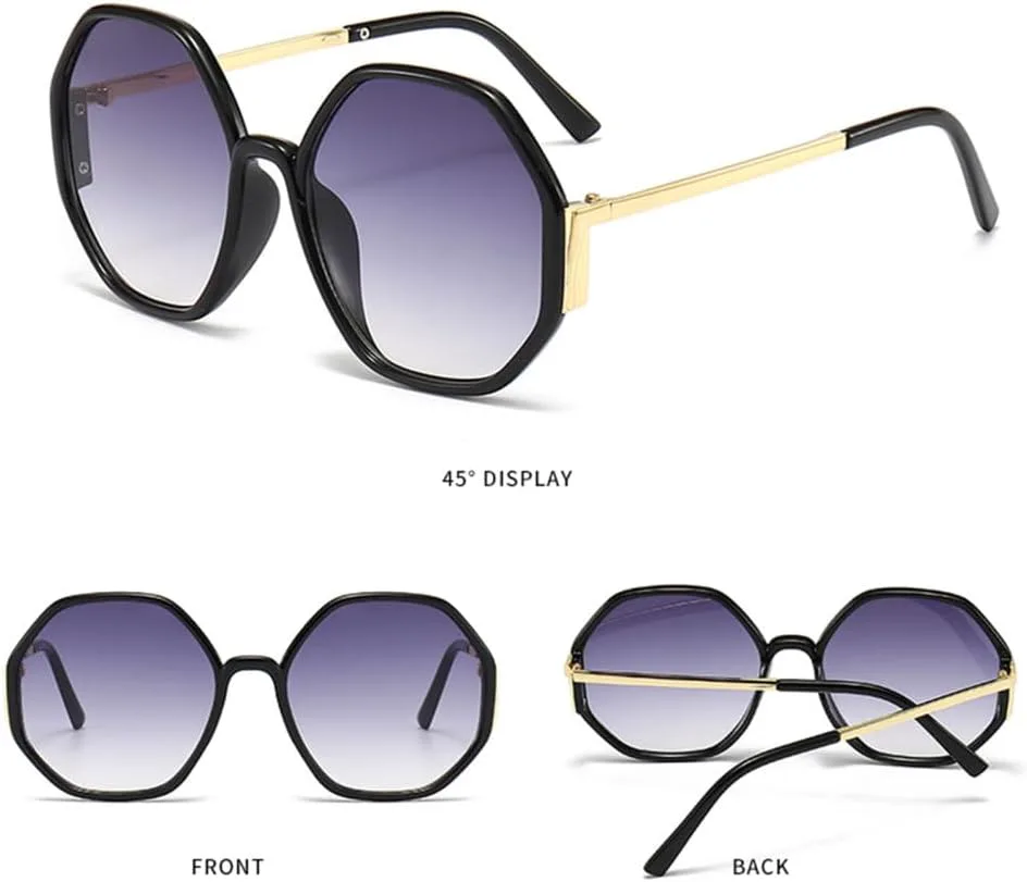 

Солнцезащитные очки Hexagon для женщин, солнцезащитные очки неправильной формы для мужчин, очки для вождения и рыбалки, защита от ультрафиолета UV400 MTZJH, Black