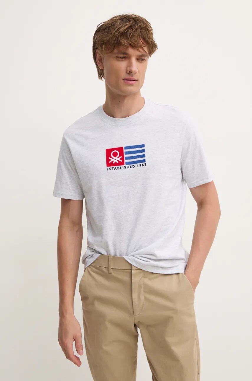 

Хлопковая футболка United Colors of Benetton, серый