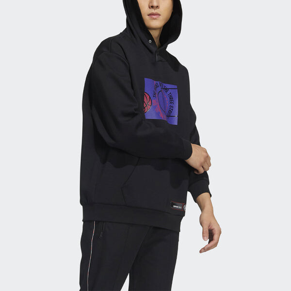 Толстовка neo m ss feb casual pattern printing loose black Adidas, черный — фото 3