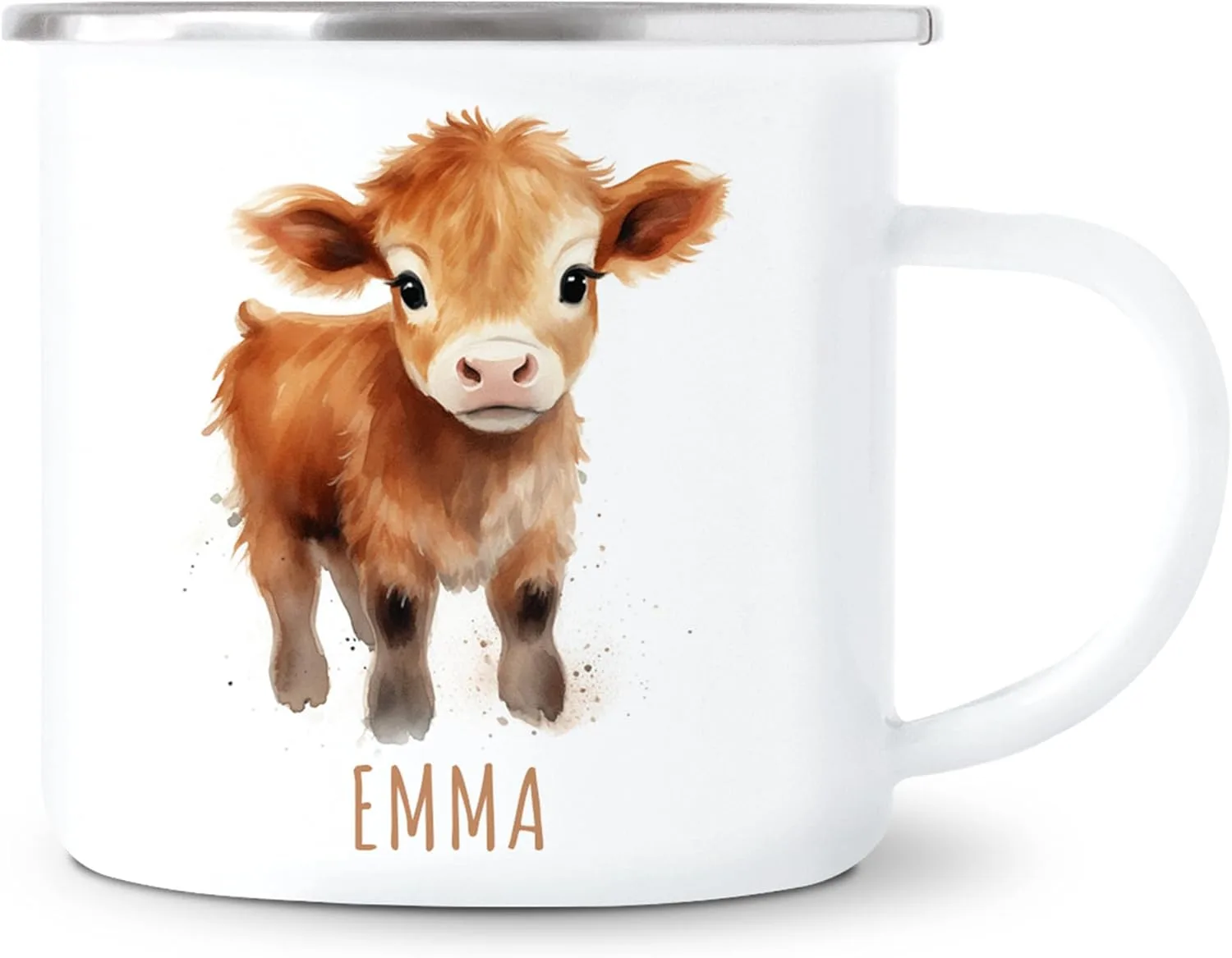 Детская эмалированная кружка Cow с именем, 300 мл DEL MÀ Unique & Personal