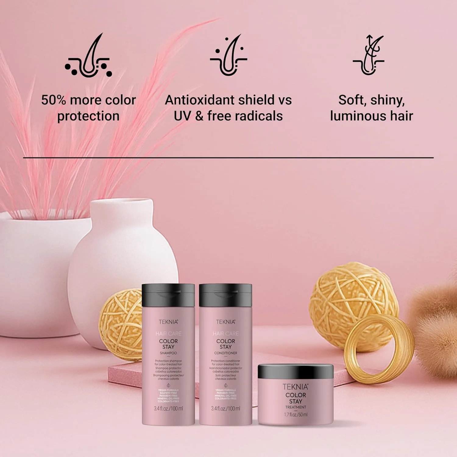 Дорожный набор Lakmé Teknia Color Stay - шампунь, кондиционер и средство для ухода за волосами Color Stay в объеме 95 мл. — фото 3